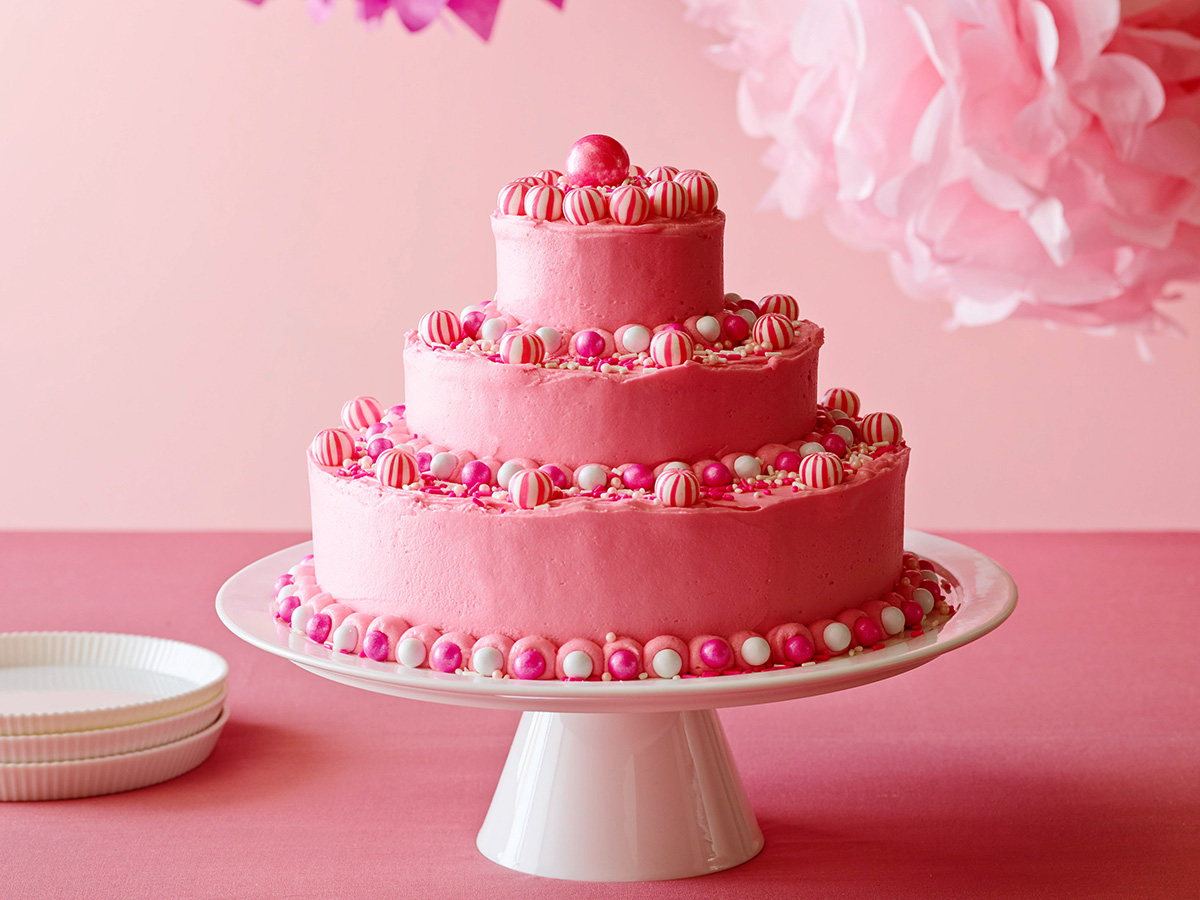 Pink Icing Birthday Cake